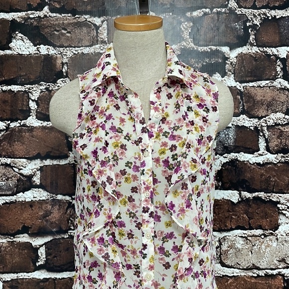 Band of Gypsies Top Blouse Ruffle Buttons Floral Size Small - Picture 1 of 11